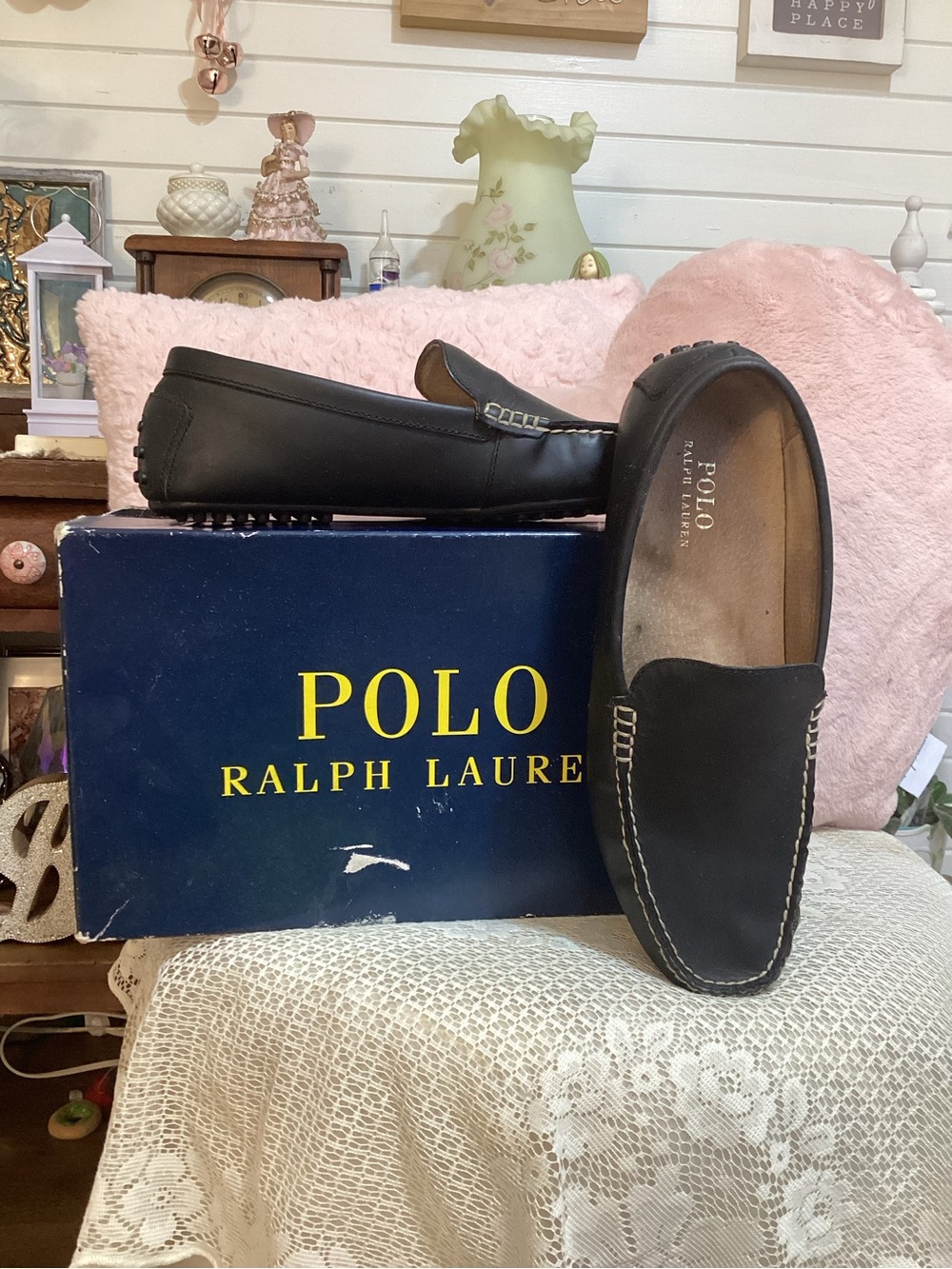 Polo by Ralph Lauren Black Suede Driving Loafers